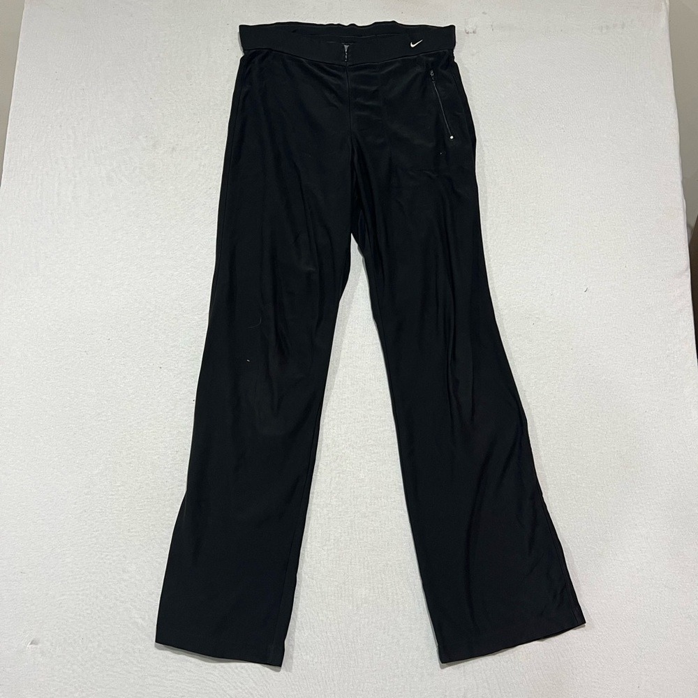 Nike Track Pants Womens Small Black Good Vintage Dri-FIT Zip Pocket Activewear
